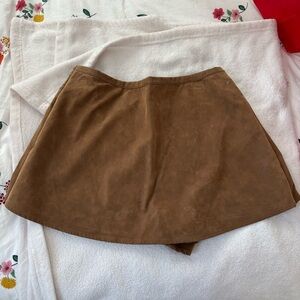 Free People Faux Suede Tan Mini Skirt